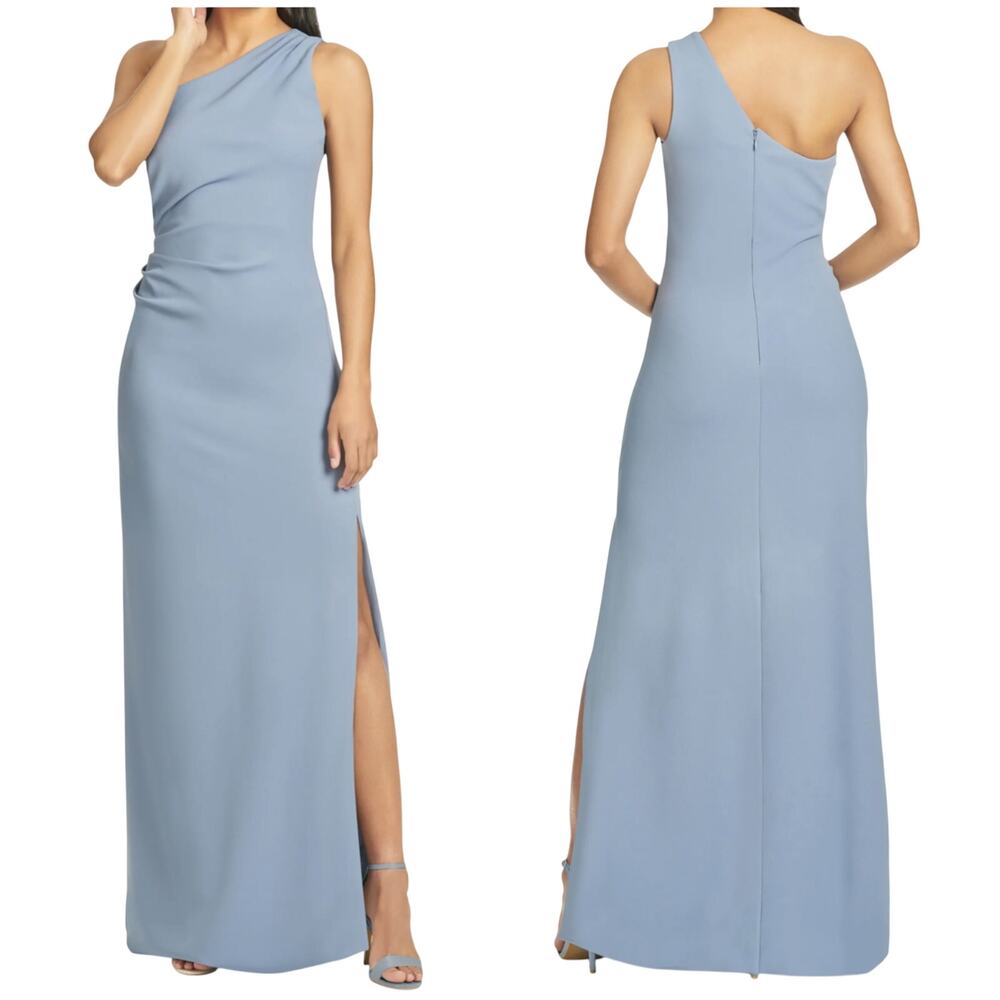 Sachin & Babi NWOT Cece One-Shoulder Stretch Crepe Gown Slate Blue Size 16W